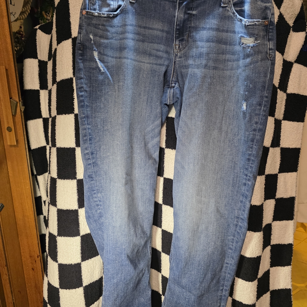 Maurices Edgy Distressed Straight Leg Jeans - Light Blue
